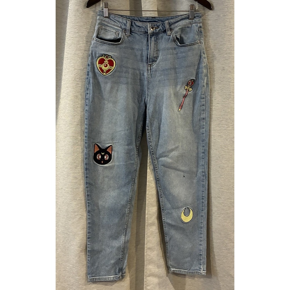 Hot Topic Sailor Moon Juniors Light Wash High Rise Jeans Size 7 Boho‎